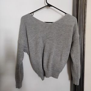 Grey Sweater with exposed back